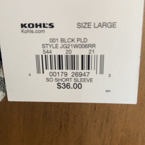 3/$24 SO boho casual top black white check short sleeve cinch front casual L jr - Picture 15 of 15